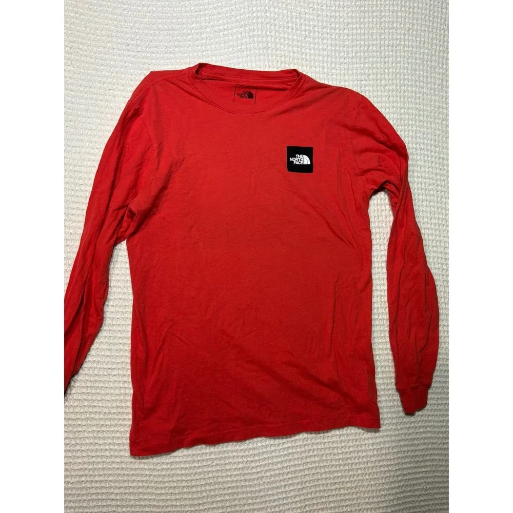 The North Face Long Sleeve T-Shirt Mens M‎ Orange Red Box Logo NF0A3L3E